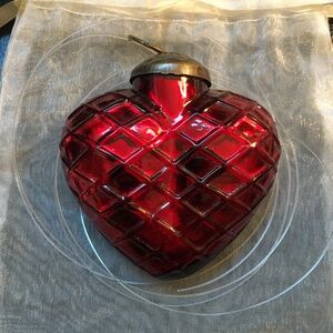 Red Heart-Shaped Glass Ornament